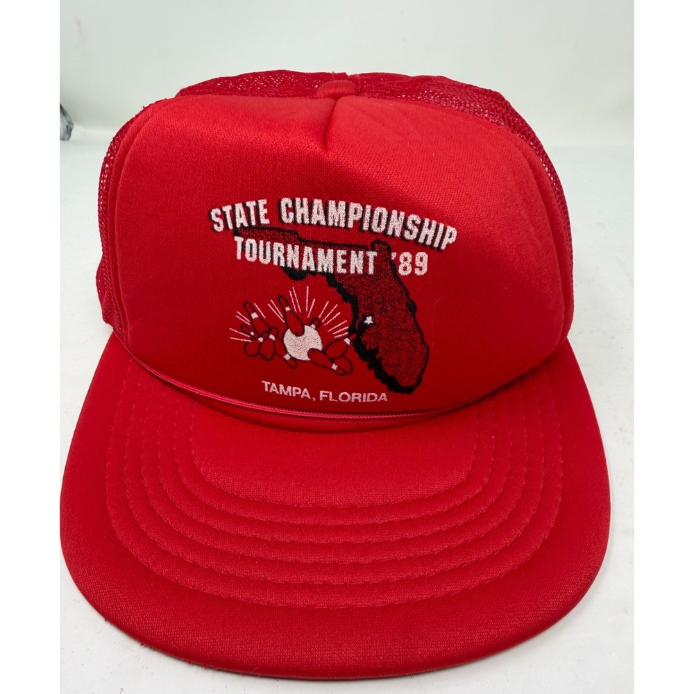 Vtg 1989 State Championship Bowling Tournament Hat Tampa FL Mesh Snapback